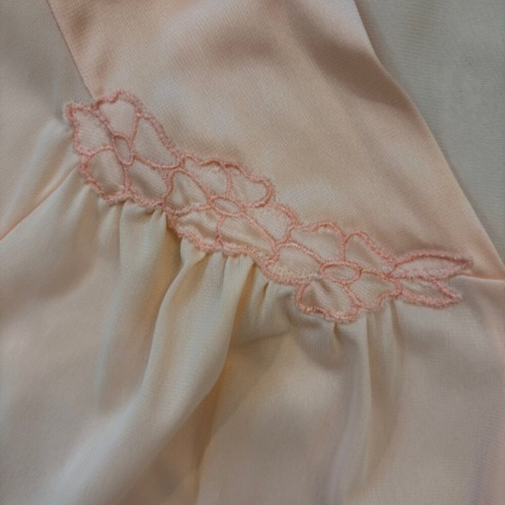 Vintage Vanity Fair Silky Nylon 2 Piece Pajama Set Peach Size L USA Retro 80's - Picture 7 of 11
